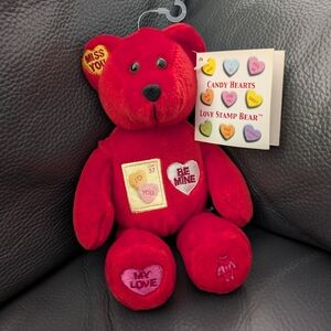 NWT Candy Hearts Love Stamp Bear Plush